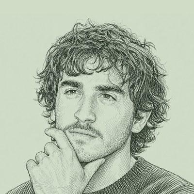 Illustrated portrait of Rafael Homem de Melo